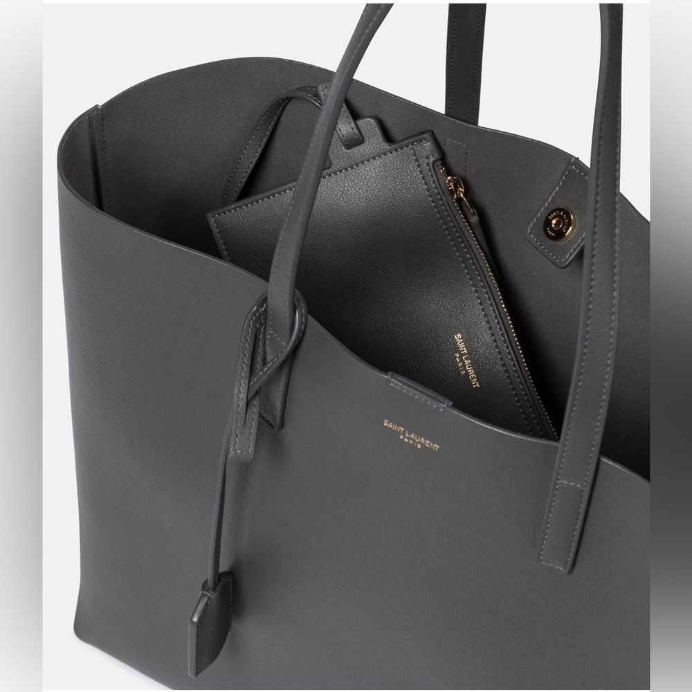 SAINT LAURENT SHOPPING TOTE STORM GRAY LEATHER🌟🤩 - Picture 2 of 15